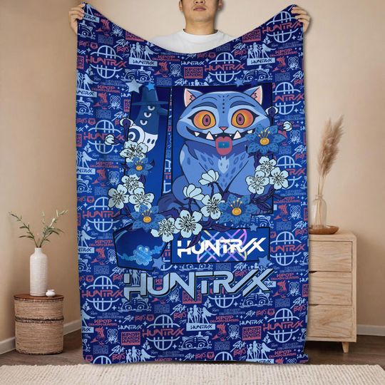 Derpy Tiger Fleece Blanket, Cozy Tiger Blanket, Huntrix Anime Blanket, Kpop Demon Hunters, Saja Boys, Kpop Merch Room Decor Gift