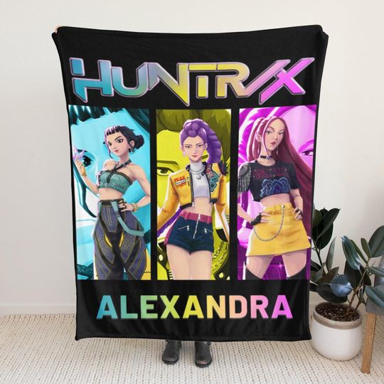 Discover Kpop Demon Huntrix Blanket, Kpop Fun Gift, Cozy K-Pop Demon Hunters Huntrix Blanket, Huntrix Rumi,Mira,Zoey Blanket, Gift for Huntrix Fans