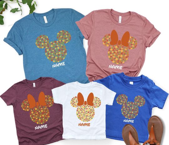 Discover Fall Mickey Minnie Shirts, Autumn Disney Trip Tee, Thanksgiving Family Matching Shirts, Custom Name Fall Shirt, Cute Fall Trip Shirt