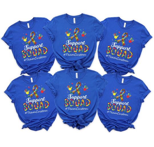 Discover Customizable Autism Awareness Tee: Support Squad Matching Family Shirts