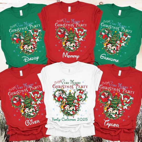 Discover Custom Disney 2025 Family Christmas Shirts, Disney Holiday Shirt, Christmas Family Matching Shirt, Disneyland Very Merry Christmas Shirt