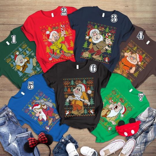 Comfort Colors Seven Dwarfs Snow White Christmas Matching Shirts, 7 Dwarfs Family, Disneyland Christmas Group Shirts, Magic Kingdom