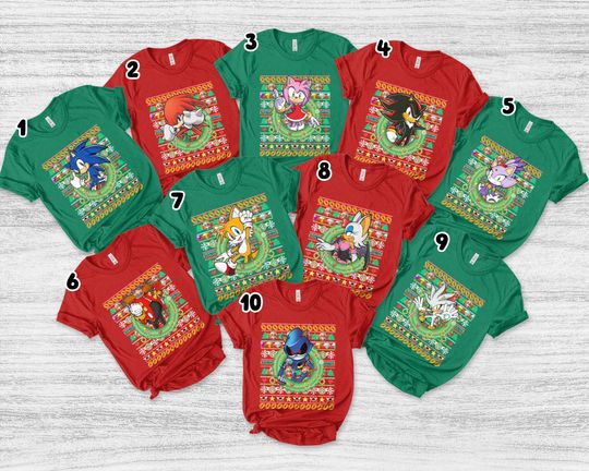 Discover Sonic the Hedgehog Christmas Group Matching Shirt/Sonic Family Christmas Shirt/Sonic Amy Rose Tails Knuckles Shirt Christmas Disney OHX214