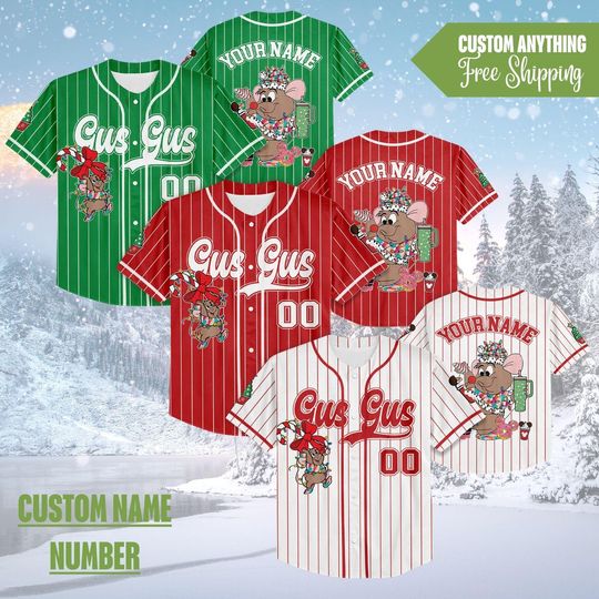 Discover Custom Disney Gus Gus Christmas Collection Simple Baseball, Personalized Baseball Team Jersey, Birthday Gift for Christmas Fans Family