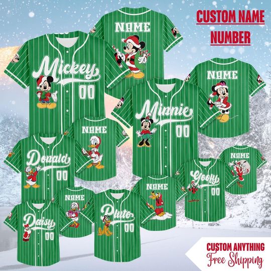 Discover Custom Disney Family Christmas Jersey, Matching Christmas Jersey, Personalized Disney Character Christmas Jersey, 2025 Mickeys Very Merry