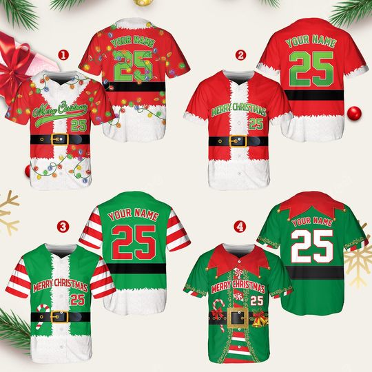 Discover Christmas Jersey Personalized Jersey Merry Christmas Shirt Baseball Christmas Family Xmas Shirt Custom Baseball Shirt Holiday Jersey