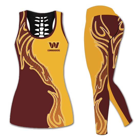 Commanders Football Tank Tops, Washington Team Football Hollow Tank Top Leggings Sets, Game Day Football Leggings