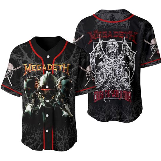 Crush The World Tour Baseball Jersey Megadeth 3D Print Unisex AOP Shirt