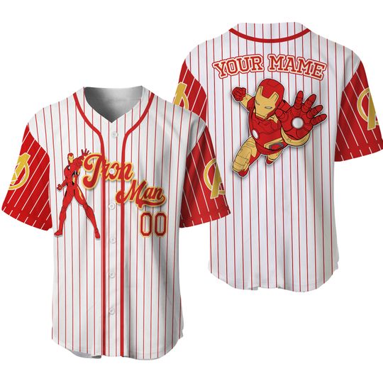Custom Iron Man Baseball Jersey, Marvel Disney Shirt, Superhero Jersey Tee, Personalized Disney Vacation Shirt, Avengers Fan Gift