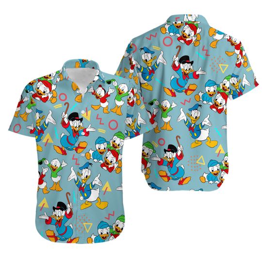 Ducktales Donald Duck Summer Hawaiian Shirt, Collared button down short sleeve art hawaiian shirt for unisex, Trending Casual Fashion