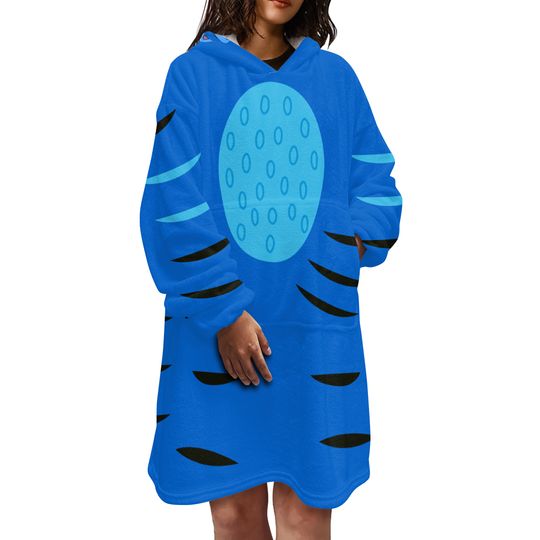 Kpop Demon Hunters Tiger Blanket Hoodie, Derpy Tiger Cosplay Hoodie With Pocket, Derpy Tiger Oversized Hoodie, Blue Tiger Hoodie