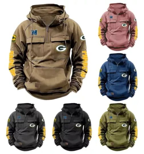 Green Bay Team Zip Cargo Hoodies
