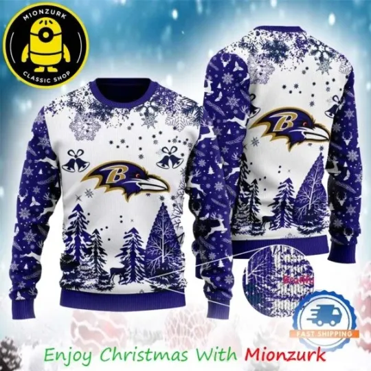 Baltimore Ravens Football Team Ugly Christmas Sweater, Christmas Gifts