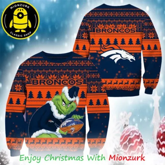funny character Denver Broncos Football Team Ugly Christmas Sweater, Christmas Gifts