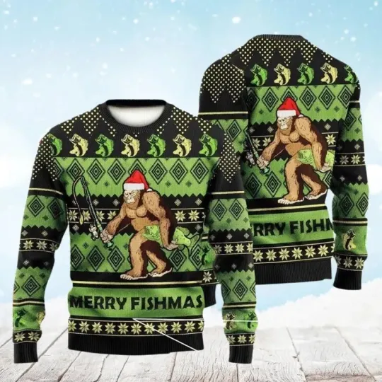 BG Bigfoot Ugly Christmas Sweater, Sasquatch Santa Shirt, Bigfoot Holiday Sweater