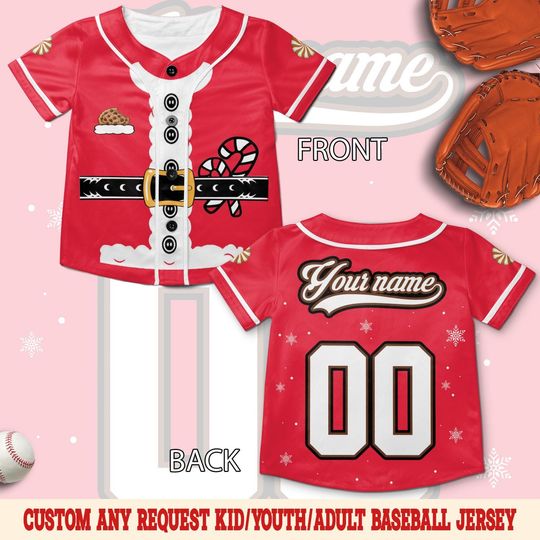 Discover Personalized Santa Costume Christmas Baseball Jersey, Santa Custom Name Holiday Team, Xmas Party Uniform, Baseball Matching Uniform SL2208