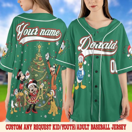 Discover Personalized Disneyland Mickey & Friends Christmas Baseball Jersey, Custom Baseball Team Jersey, Disney Jersey Gift, Christmas Family SL2203