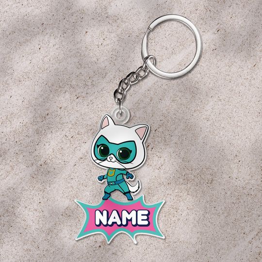 Custom Super Kitties Christmas keychain, Super Kitties keychain