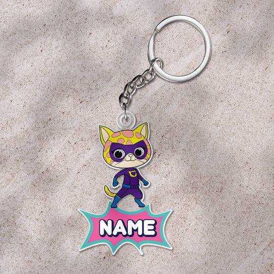 Custom Super Kitties Christmas keychain, Super Kitties keychain
