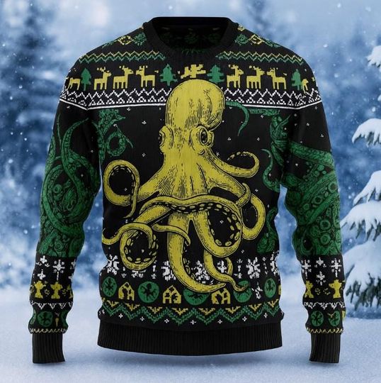 Discover Octopus Cool Ugly Christmas Sweater- Funny Christmas Sweaters  Holiday Sweatshirts, Festive Party Sweaters