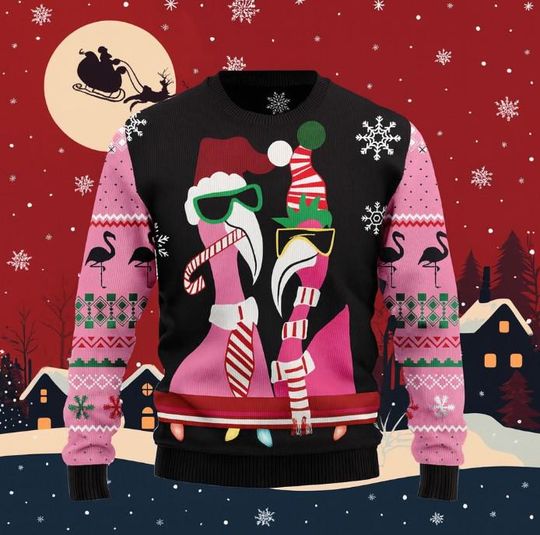 Discover Candy Cane Flamingo Ugly Christmas Sweater, Holiday Christmas Sweaters - Perfect Gifts for Men and Women