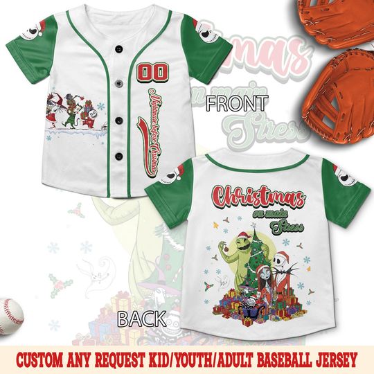 Discover Nightmare Before Christmas Baseball Jersey, Jack Skellington Holiday Shirt, Disney Xmas Family Outfit UN3M15
