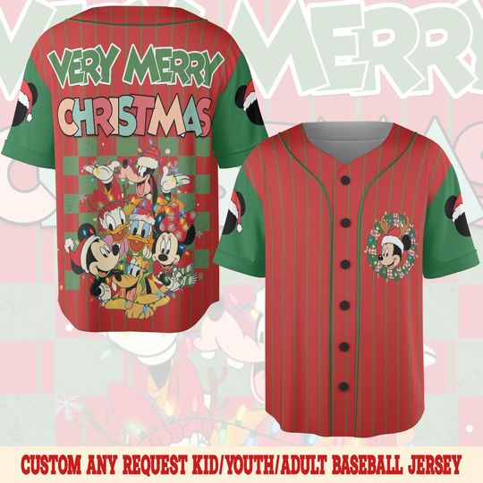 Discover Custom Disney Very Merry Christmas Baseball Jersey, Custom Disney Christmas All Characters, Disney Christmas, Christmas Group Jersey UN3O01