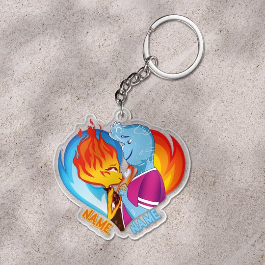 Discover Disney Elemental Ember And Wade Mica keychain, Disney Christmas, Elemental Chemical Reaction keychain, Disney Pixar Elemental UMAQ03