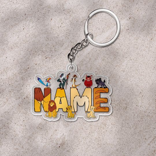 Discover Personalized Lion King Keychain, Custom Name Lion Family Animated Animal Movie Keychain, Magic Kingdom Gift UNU140