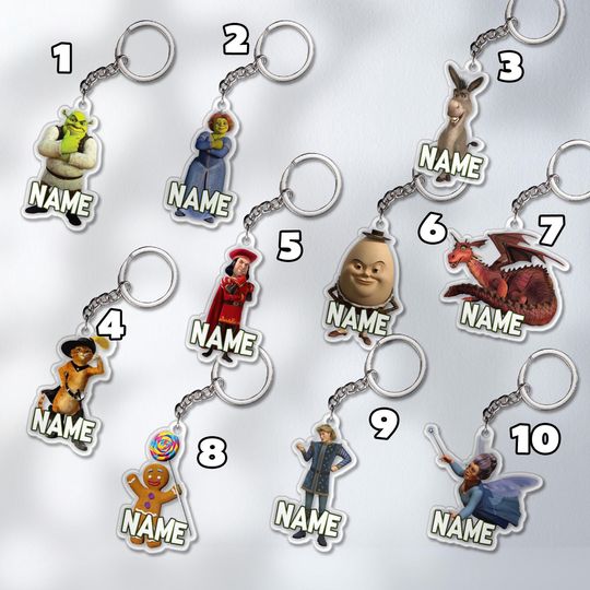 Discover Shrek Characters Custom Keychain, Shrek Christmas Cutout Keychain, 2025 Shrek, Customized Shrek Keychain Decor SK4Q37