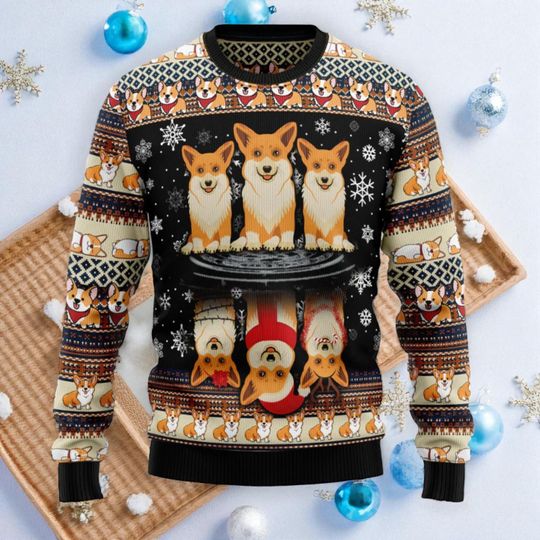 Pembroke Welsh Corgi Ugly Christmas Sweater, Holiday Sweater for Men and Women