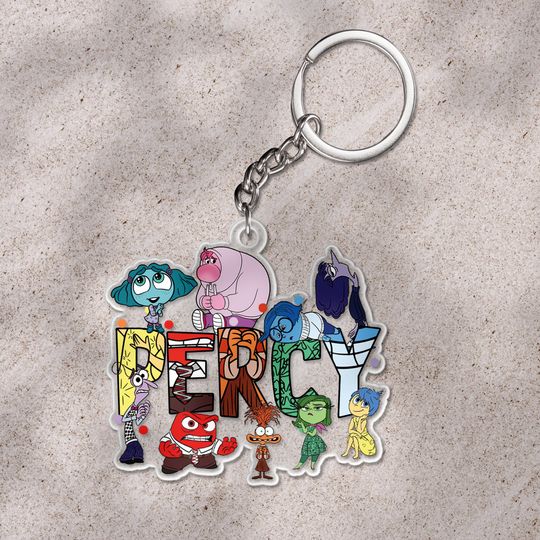Discover Custom Name Inside Out 2 Keychain, Personalizable Disney Cute Inside Out Keychain, Characters Movie Cartoon, t's Okay Mental Health SK4Q49