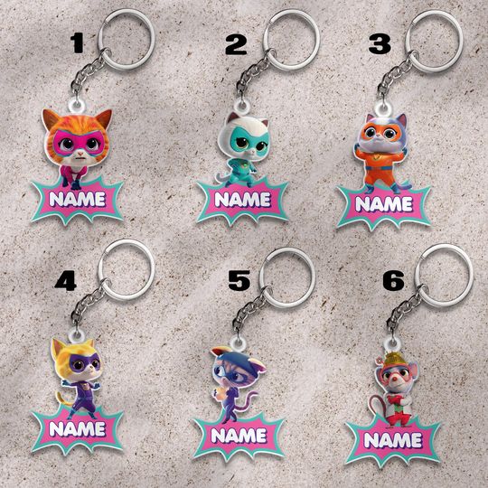 Custom Super Kitties Christmas Keychain, Super Kitties Keychain