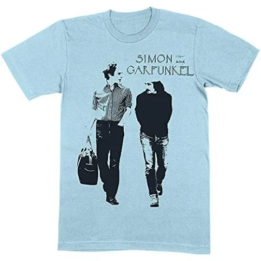 Discover Simon and Garfunkel Walking Logo T-Shirt, Men's Light Blue