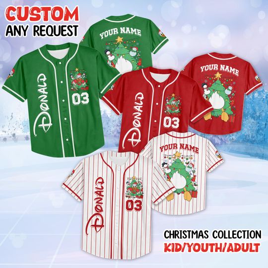Discover Personalized All Characters Mickey and Friends Disney Christmas Baseball Jersey, Mickey's Very Merry Christmas Party 2025, Santa Kids Adult