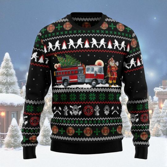 Bad Santa Firefighter Christmas Sweater for Men and Women