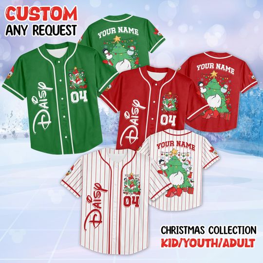 Discover Custom Disney Mickey and friends Christmas Baseball Jerseys, Disneyland Kid Youth Adult Christmas Jersey, Mickey And Friends Xmas Jersey