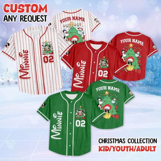 Discover Custom Disney Mickey and friends Christmas Baseball Jerseys, Disneyland Kid Youth Adult Christmas Jersey, Mickey And Friends Xmas Jersey