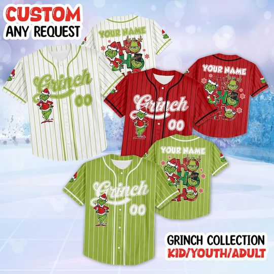 Discover Personalized funny character Christmas Baseball Jersey, Custom The funny character Jersey, Holiday Team Outfit, Funny Xmas Gift for Fans