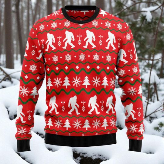 Discover Bigfoot Ugly Christmas Sweater, Snowman Sweater, Christmas Sweater for Loved Ones