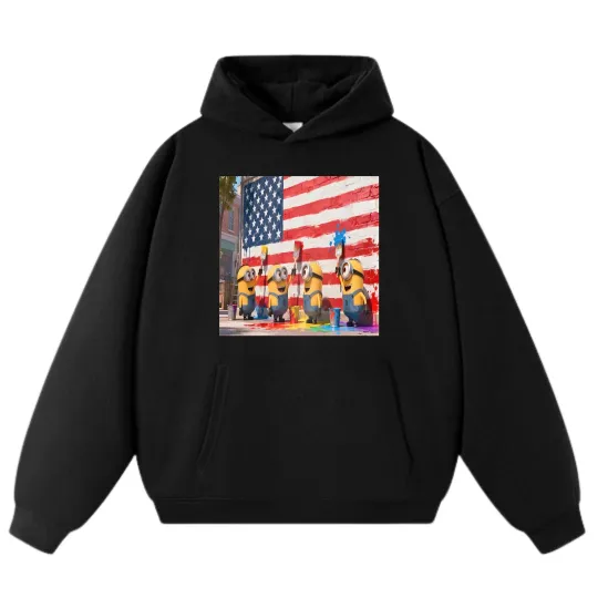 Discover Minions Painting American Flag Hoodie