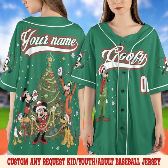 Discover Personalized Disneyland Mickey & Friends Christmas Baseball Jersey, Custom Baseball Team Jersey, Disney Jersey Gift, Christmas Family SL2203