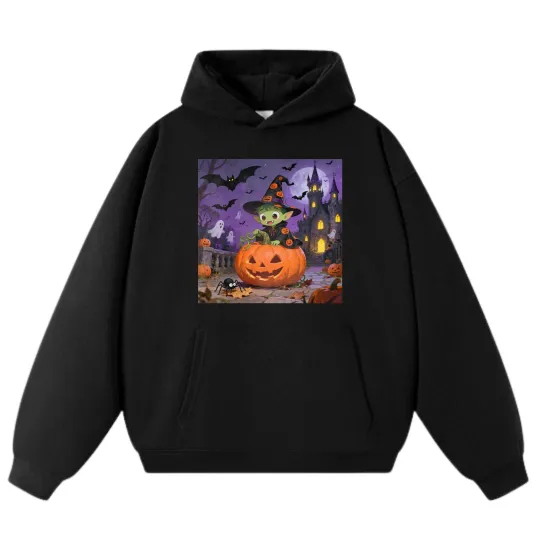 Discover Halloween Goblin & Pumpkin Graphic Hoodie