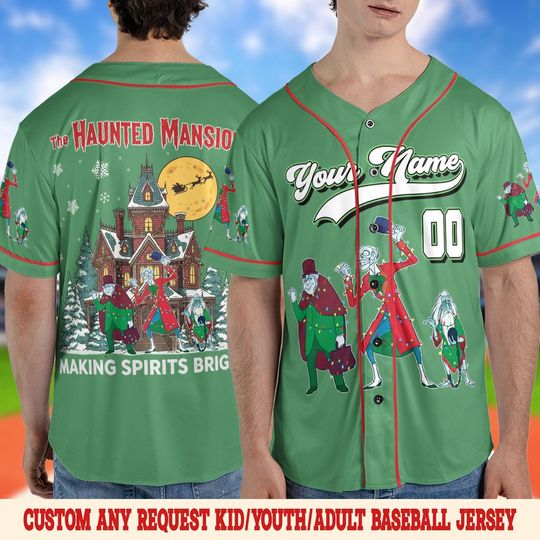Discover Retro Disney Haunted Mansion Christmas Baseball Jersey, Mickey and Friends Holiday Baseball Team Shirt Gift, Haunted Mansion Shirt SL2X25