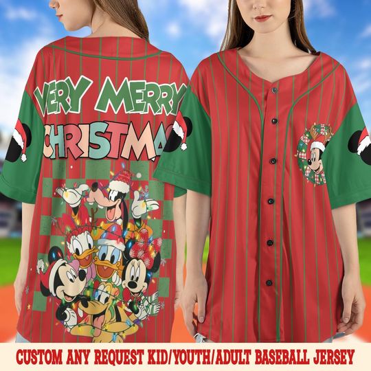 Discover Custom Disney Very Merry Christmas Baseball Jersey, Custom Disney Christmas All Characters, Disney Christmas, Christmas Group Jersey UN3O01