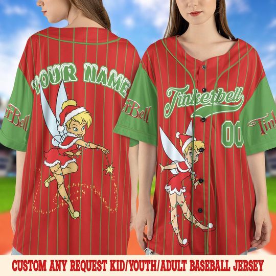 Tinkerbell Tis The Season To Sparkle Christmas Baseball Jersey Peter Pan, Disneyland Christmas Party 2025 Girls Trip Jersey UN3N04