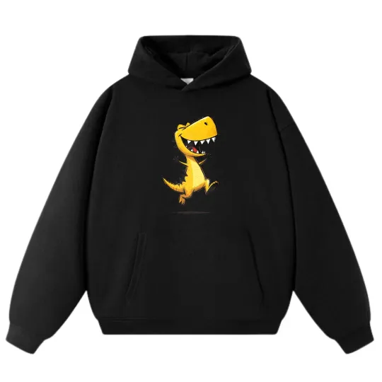 Discover Yellow Dinosaur Print-Casual Hoodie,Unisex Cool Trendy Loose Cartoon Sweatshirts