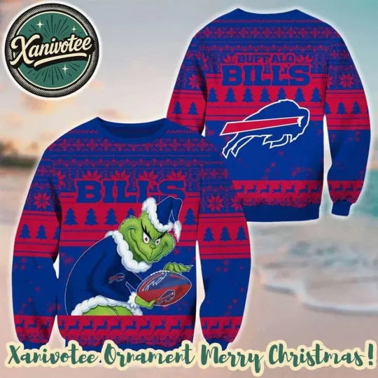 Discover football Buffalo Bill Football With funny character Pattern Xmas 2025 Holiday Ugly Sweater