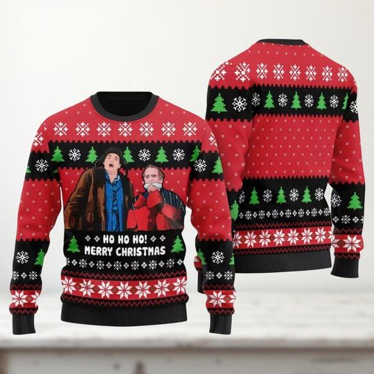 Home Alone Christmas Ugly Sweater, Funny Ho Ho Ho Merry Christmas Sweater, Holiday Movie Gift for Men Women, Christmas Party