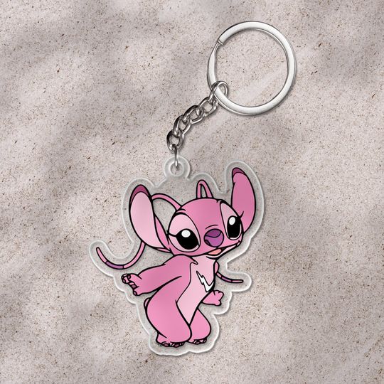 Discover Stitch And Angle Princess Acrylic Keychain, Disney Cutout Keychain, Personalized Keychain, Disney Lilo And Stitch Keychain Gift SK4K35